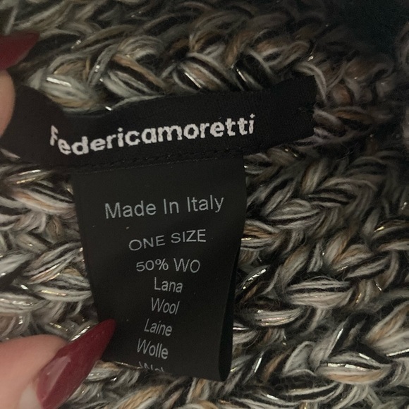 Federica Moretti Knit Hat with Bow NWT in Marled Wool Knit with Metallic Threads - Picture 6 of 8